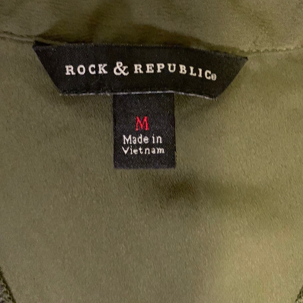 Rock & Republic army green racerback tank, size M.